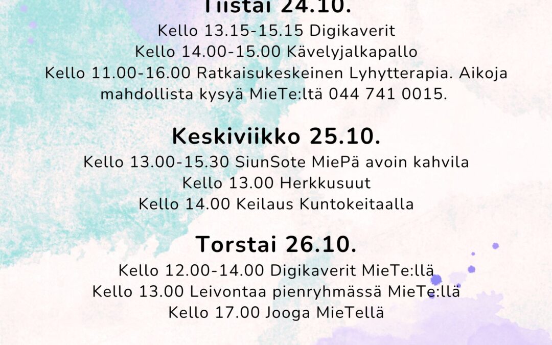 Viikko 43 viikko-ohjelma