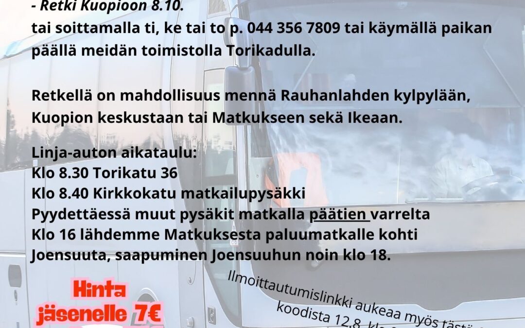 Retki Kuopioon ke 8.10.